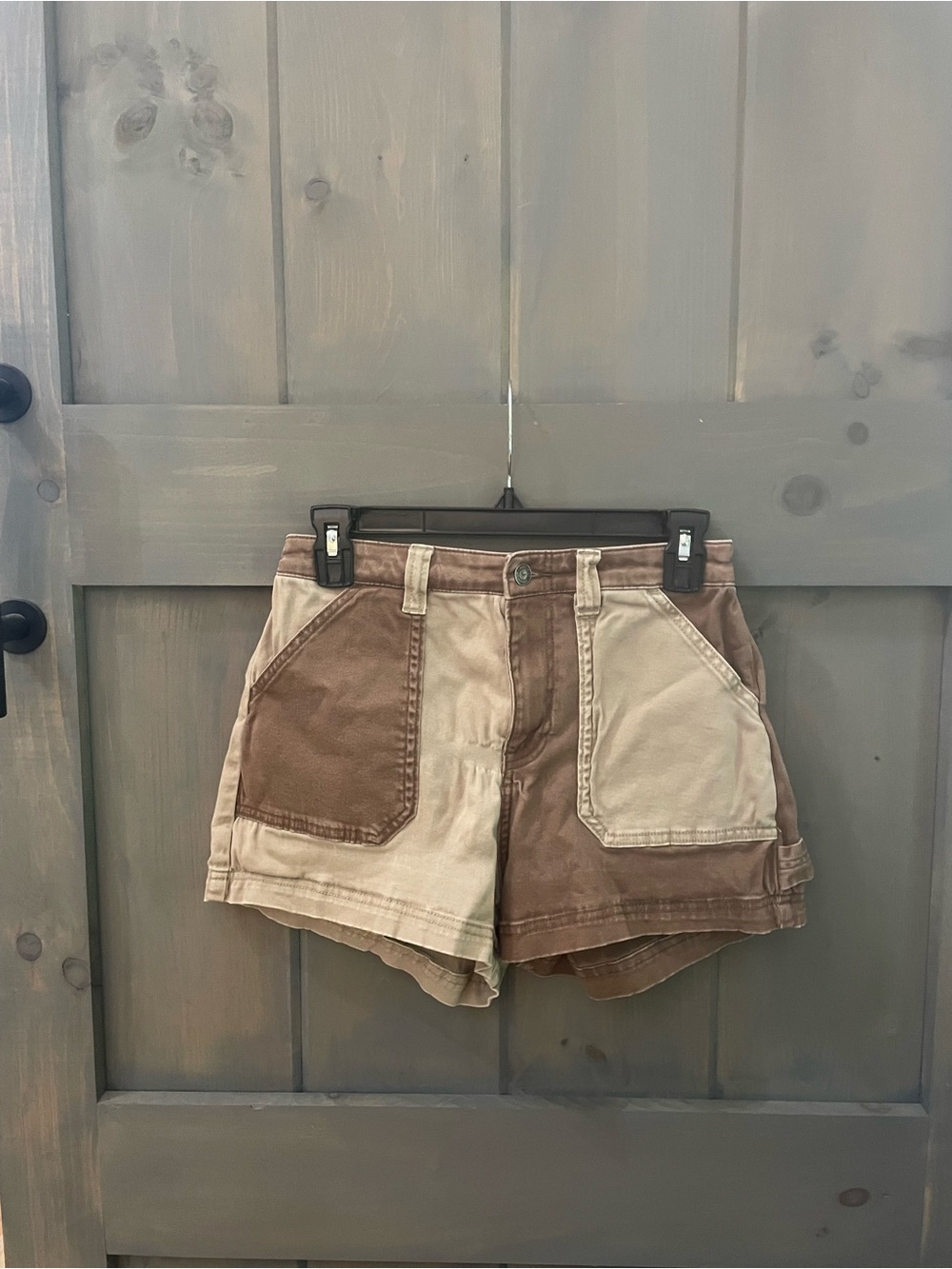Hollister Two-Tone Brown/Tan Patchwork Cargo Shorts